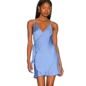 Intimately Free People Like Me Or Love Me Slip Wrap Mini Dress XS Blue Chic Date